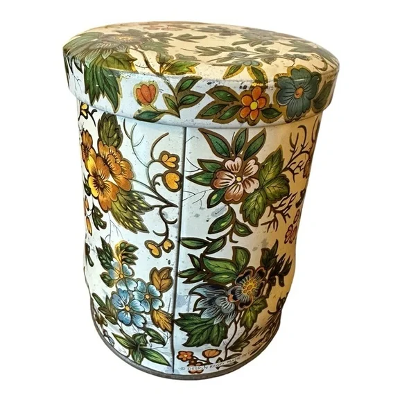 Daher Floral Cylinder Tin with Lid – Made in England, Cottagecore Botanical - Picture 4 of 12